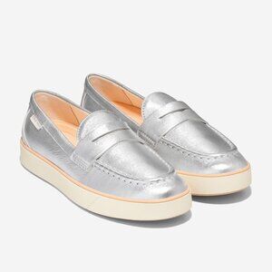 Cole Haan Women's Grand 360 Silver Metallic Penny Loafer - Sz. 10.5  EUC